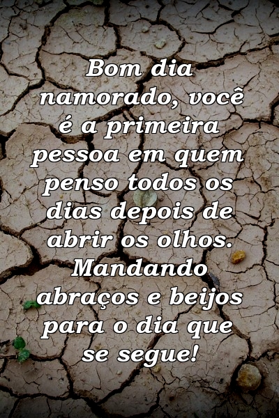 Bom dia namorado, você é a primeira pessoa em quem penso todos os dias depois de abrir os olhos. Mandando abraços e beijos para o dia que se segue!