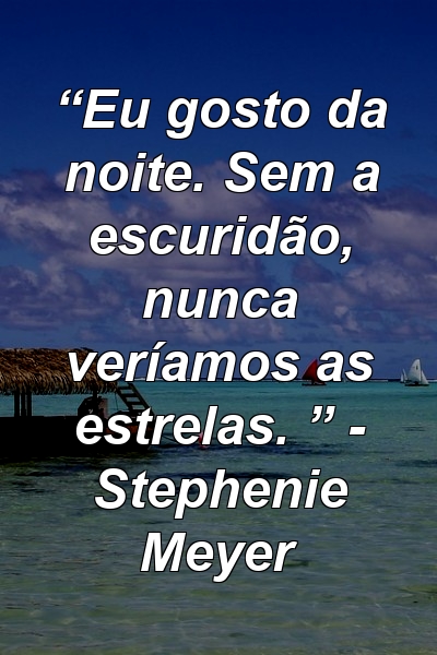 “Eu gosto da noite. Sem a escuridão, nunca veríamos as estrelas. ” - Stephenie Meyer