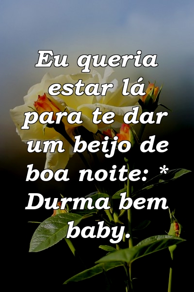 Eu queria estar lá para te dar um beijo de boa noite: * Durma bem baby.