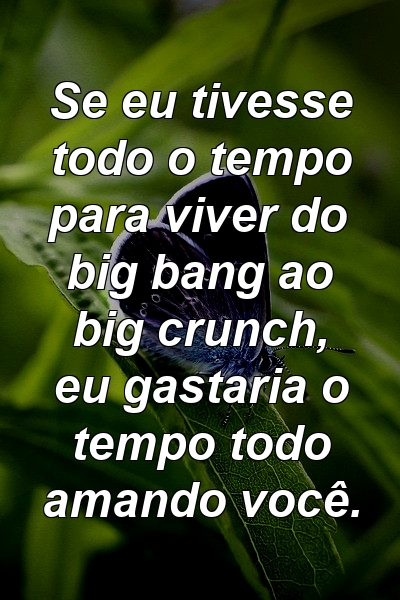 Se eu tivesse todo o tempo para viver do big bang ao big crunch, eu gastaria o tempo todo amando você.