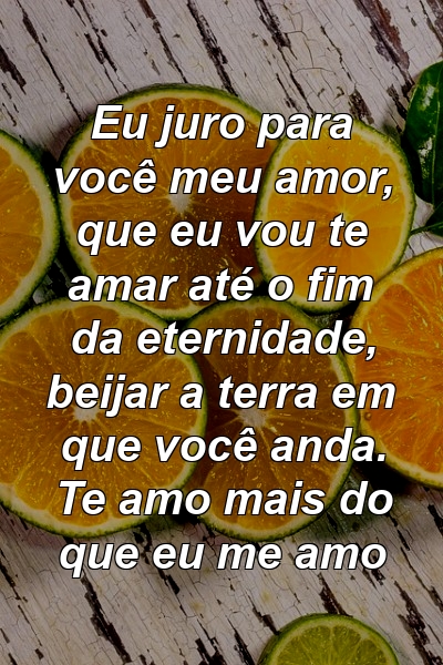 Eu juro para você meu amor, que eu vou te amar até o fim da eternidade, beijar a terra em que você anda. Te amo mais do que eu me amo