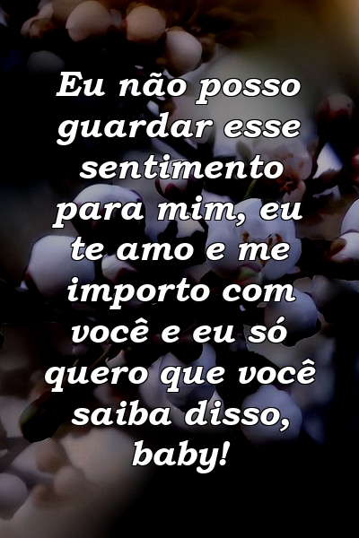 Eu não posso guardar esse sentimento para mim, eu te amo e me importo com você e eu só quero que você saiba disso, baby!