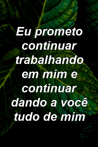 Eu prometo continuar trabalhando em mim e continuar dando a você tudo de mim