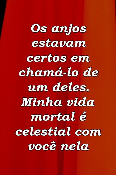 Os anjos estavam certos em chamá-lo de um deles. Minha vida mortal é celestial com você nela