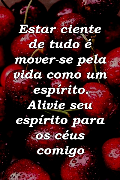 Estar ciente de tudo é mover-se pela vida como um espírito. Alivie seu espírito para os céus comigo