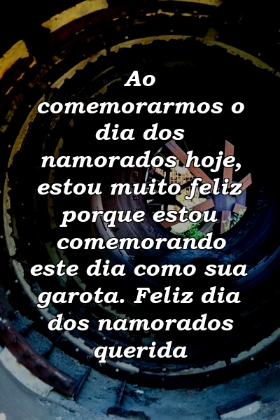 Ao comemorarmos o dia dos namorados hoje, estou muito feliz porque estou comemorando este dia como sua garota. Feliz dia dos namorados querida