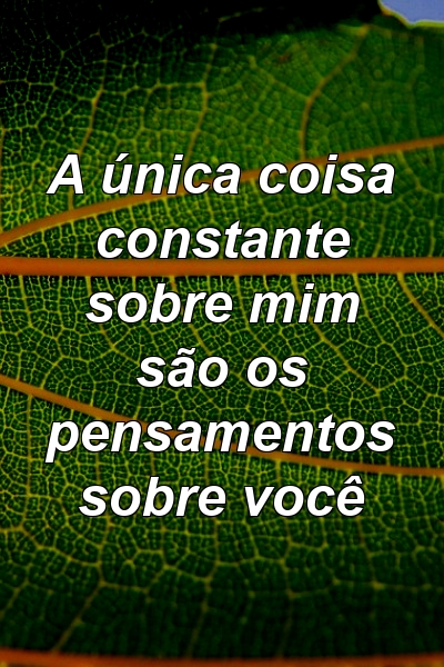 A única coisa constante sobre mim são os pensamentos sobre você