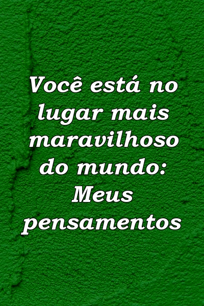 Você está no lugar mais maravilhoso do mundo: Meus pensamentos