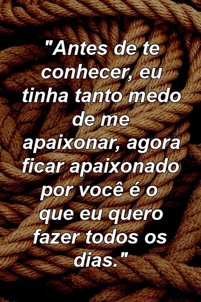 "Antes de te conhecer, eu tinha tanto medo de me apaixonar, agora ficar apaixonado por você é o que eu quero fazer todos os dias."