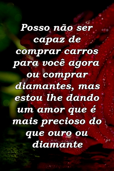 Posso não ser capaz de comprar carros para você agora ou comprar diamantes, mas estou lhe dando um amor que é mais precioso do que ouro ou diamante