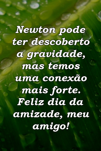 Newton pode ter descoberto a gravidade, mas temos uma conexão mais forte. Feliz dia da amizade, meu amigo!